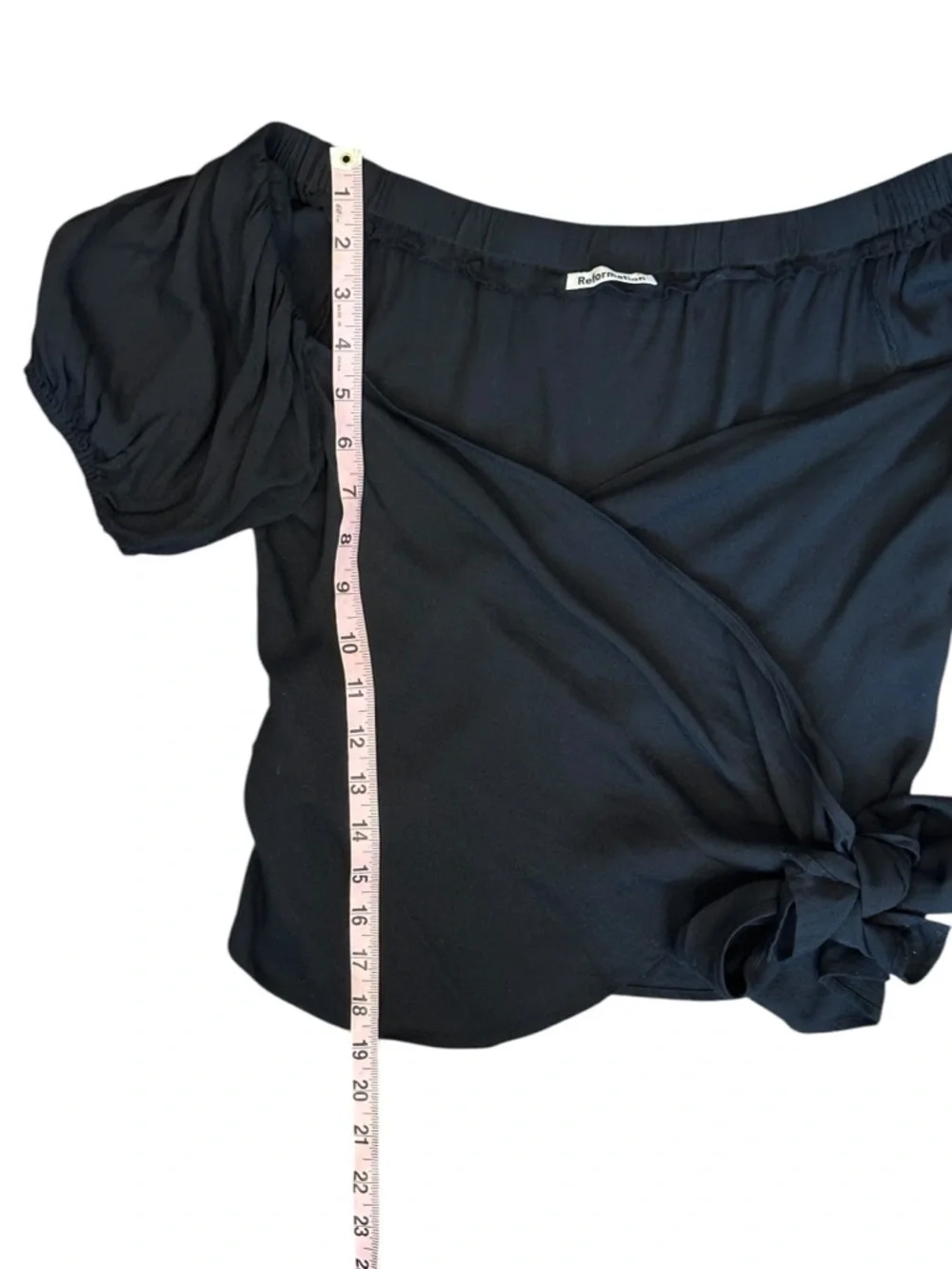 Reformation Lores Off The Shoulder Puff Sleeve Wrap Top in Black Women’s XS $148